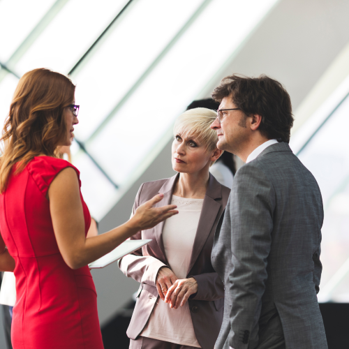 Woman leading a business meeting